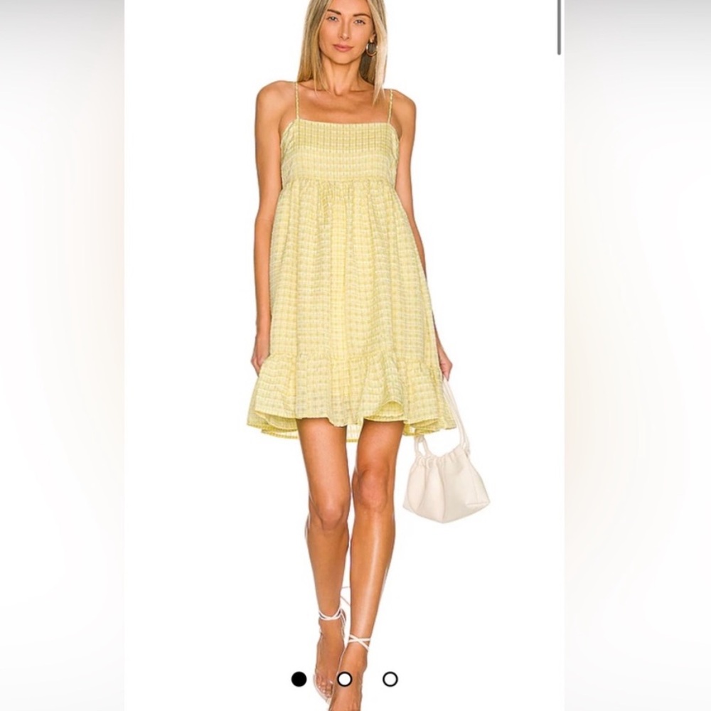 Line and dot yellow mini dress